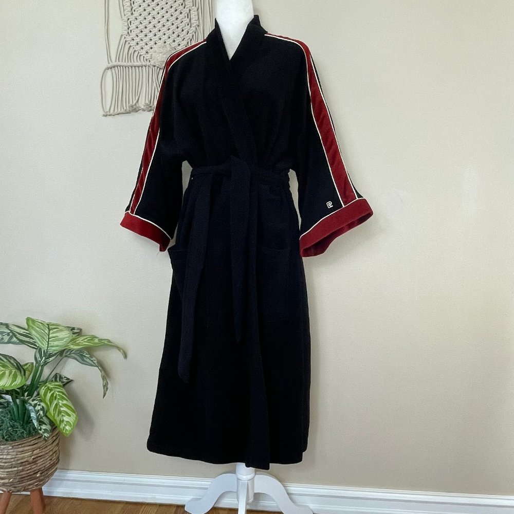 vintage 70s pierre cardin black red robe mens M/L